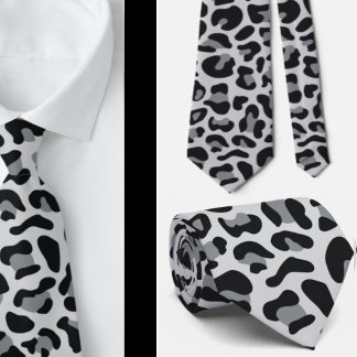 Schnee Grau Leopard Print Trauzeugen Punk Hochzeit Krawatte