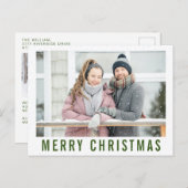Schnee Grüne Text Frohe Weihnachtsfoto Collage Postkarte (Vorne/Hinten)