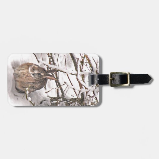 Schnee-Häschen Gepäckanhänger (Vorderseite horizontal)