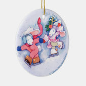 Schnee-Häschen Keramik Ornament (Rechts)