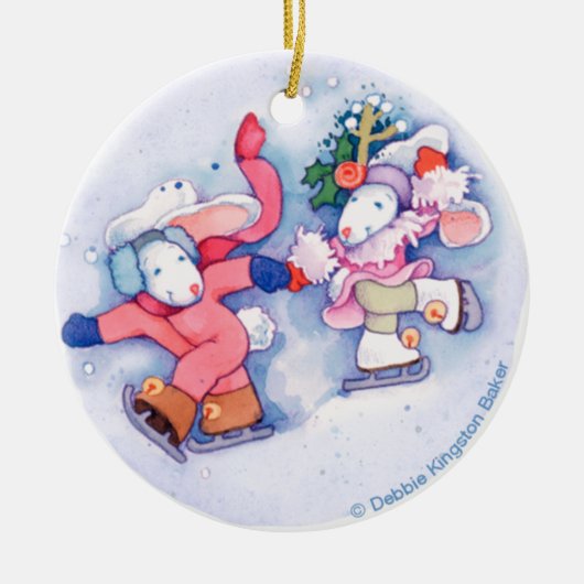 Schnee-Häschen Keramik Ornament (Vorne)