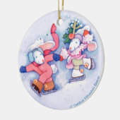 Schnee-Häschen Keramik Ornament (Links)