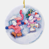 Schnee-Häschen Keramik Ornament (Hinten)