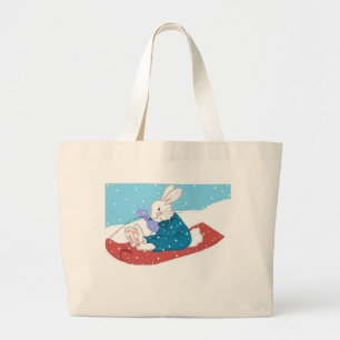 Schnee-Häschen-Tasche Jumbo Stoffbeutel