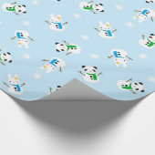 Schnee-Häschen u. Schnee-Pandas Geschenkpapier (Ecke)