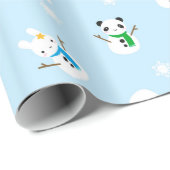Schnee-Häschen u. Schnee-Pandas Geschenkpapier (Rolleneckpunkt)