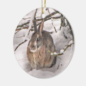 Schnee-Häschen-Weihnachtsverzierung Keramik Ornament (Links)