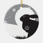 SCHNEE-HASEN KERAMIK ORNAMENT (Vorne)