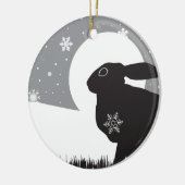SCHNEE-HASEN KERAMIK ORNAMENT (Links)