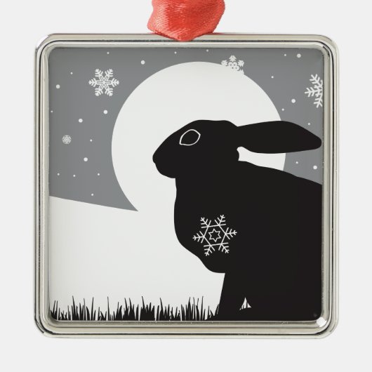 SCHNEE-HASEN ORNAMENT AUS METALL (Vorne)