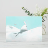 Schnee-Hasen und Feriengeschenk Dankeskarte (Stehend Vorderseite)