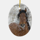 Schnee-Hengst-Pferd-Holiday-Ornament Keramik Ornament (Vorne)
