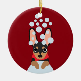Schnee-Hundeminuten-Button Keramikornament