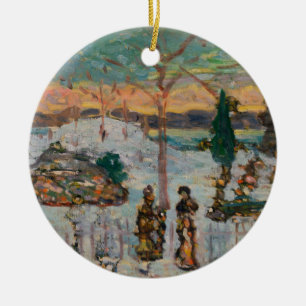 Schnee im April von Maurice Prendergast, Vintage K Keramik Ornament