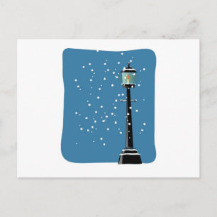 Schnee im Lampenlicht Postkarte
