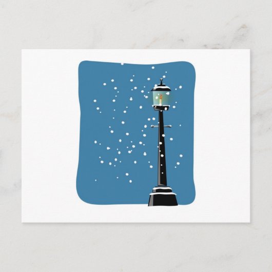 Schnee im Lampenlicht Postkarte (Vorderseite)