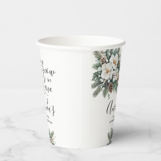 Schnee im Liebe Winter Brautparty Papiertasse Pappbecher (Rechts)