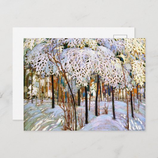 Schnee im Oktober, schönes Gemälde,  Postkarte (Vorne/Hinten)