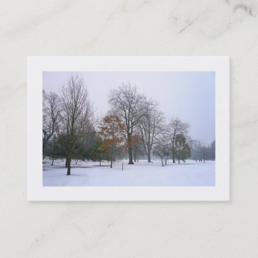 Schnee im Park, Mini-Foto Visitenkarte (Vorderseite)