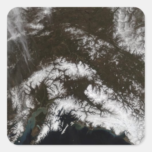 Schnee im Südzentrum von Alaska Quadratischer Aufkleber (Vorderseite)