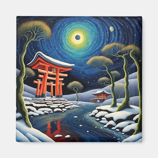 Schnee im Winter 2 Magnet (Vorne)