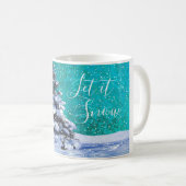 Schnee im Winter aquamarin, blau und elegant Kaffeetasse (VorderseiteRechts)