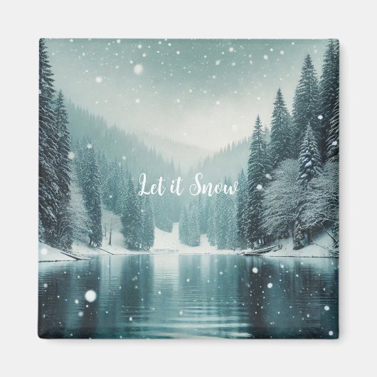 Schnee im Winter, Bergsee Magnet (Vorne)