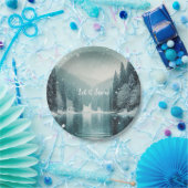 Schnee im Winter, Bergsee Pappteller (Party)