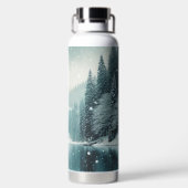 Schnee im Winter, Bergsee Trinkflasche (Rückseite)