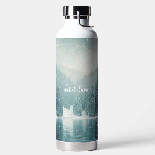 Schnee im Winter, Bergsee Trinkflasche (links)