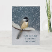Schnee im Winter unter dem Wetter - Chickadee Karte (Vorderseite)