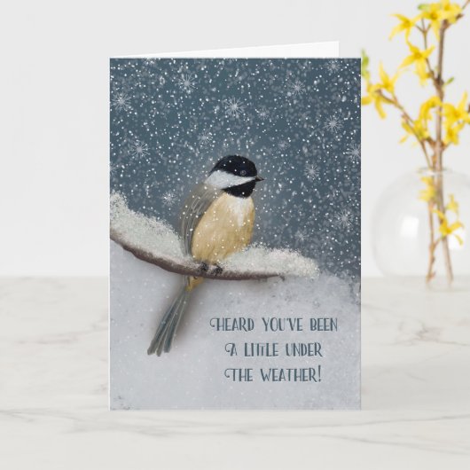 Schnee im Winter unter dem Wetter - Chickadee Karte (Gelbe Blume)