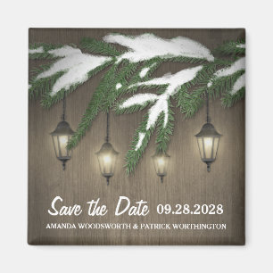 Schnee-immergrüne Laterne, die Save the Date Magnet