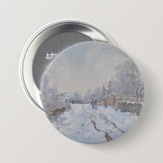 Schnee in Argenteuil (von Claude Monet) Button (Vorne & Hinten)