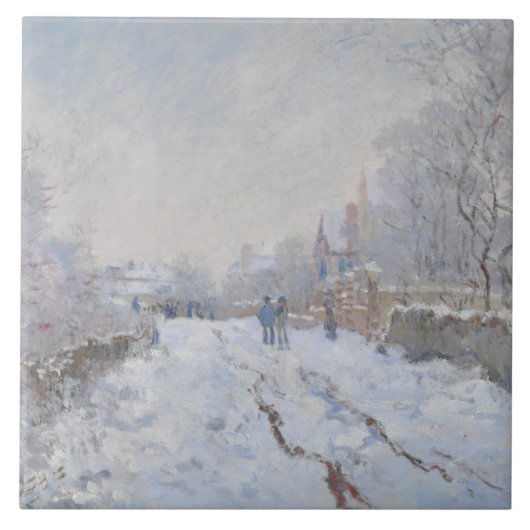 Schnee in Argenteuil (von Claude Monet) Fliese (Vorderseite)