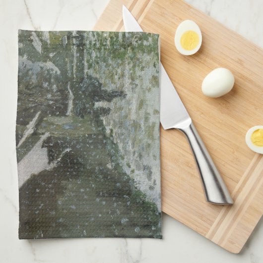 Schnee in Argenteuil von Claude Monet Geschirrtuch (Viertel Falte)