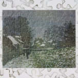 Schnee in Argenteuil von Claude Monet Puzzle<br><div class="desc">Snow at Argenteuil II (1874) von Claude Monet ist ein Vintag impressionistisches Landschaftsgemälde. Ein Wintertag mit einer Schneeszene mit Bäumen und Häusern im Hintergrund in der Stadt Argenteuil, Frankreich. Über den Künstler: Claude Monet (1840-1926) war Gründer der französischen impressionistischen Malerei, wobei die meisten seiner Gemälde "en plein air" (im Freien)...</div>