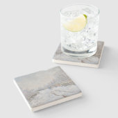 Schnee in Argenteuil (von Claude Monet) Steinuntersetzer (Seitenansicht)