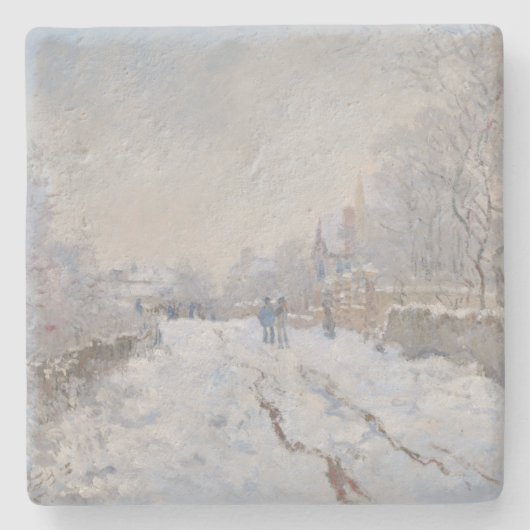 Schnee in Argenteuil (von Claude Monet) Steinuntersetzer (Vorderseite)