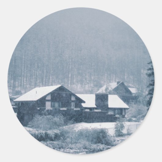 Schnee in Aspen-Aufklebern Runder Aufkleber (Vorderseite)