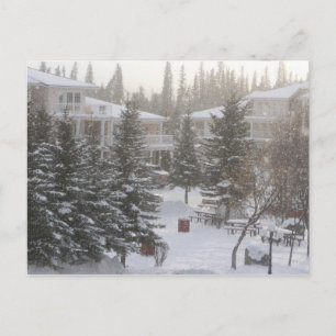 Schnee in den heißen Quellen von Fairmont Postkarte