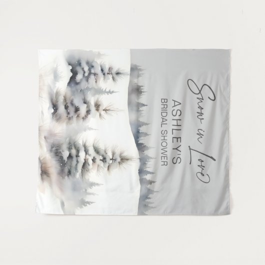 Schnee in der Liebe Brautparty im Winter Wandteppich (Vorderseite (Horizontal))