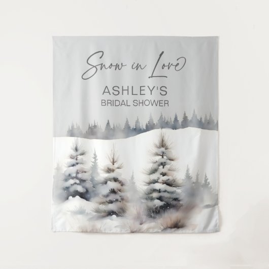 Schnee in der Liebe Brautparty im Winter Wandteppich (Vorderseite)