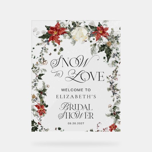 Schnee in der Liebe Brautparty Willkommen Acrylschild (Vorderseite)