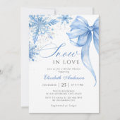 Schnee in der Liebe Brautparty Winter Bow Schneefl Einladung (Vorderseite)