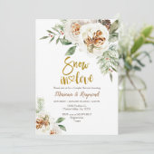 Schnee in der Liebe cremig weiße Blumenkuchen Dusc Einladung (Stehend Vorderseite)