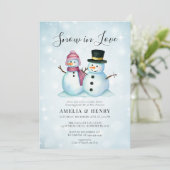 Schnee in der Liebe Funny Winter Paare Brautparty Einladung (Stehend Vorderseite)