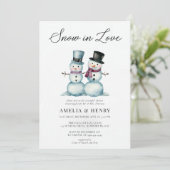 Schnee in der Liebe Funny Winter Paare Brautparty Einladung (Stehend Vorderseite)