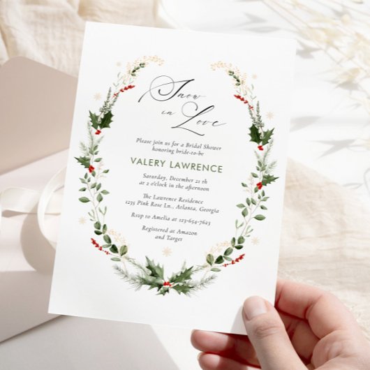 Schnee in der Liebe Golden Snowflakes Brautparty Einladung