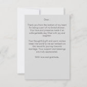 Schnee in der Liebe Kiefernwald Brautparty Dankeskarte (Rückseite)